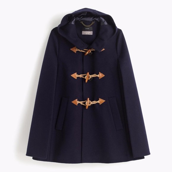 NWT - XXS/XS - J. Crew Toggle Wool Cashmere Blend Cape Coat - Navy